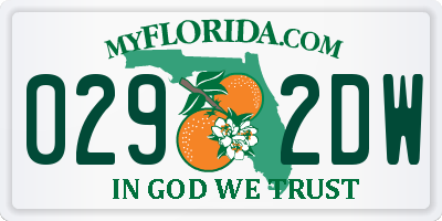 FL license plate 0292DW