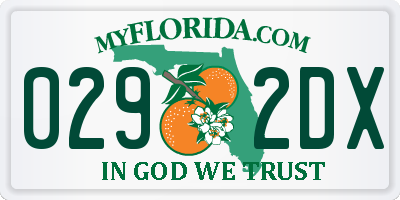 FL license plate 0292DX