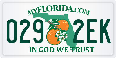 FL license plate 0292EK