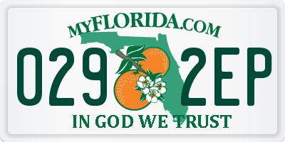 FL license plate 0292EP