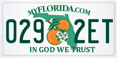FL license plate 0292ET