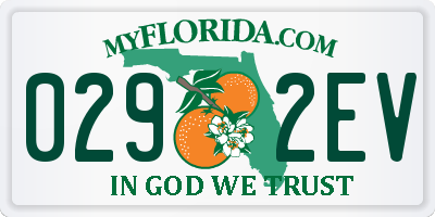 FL license plate 0292EV