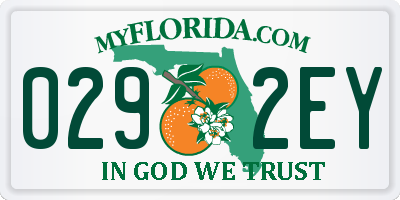 FL license plate 0292EY