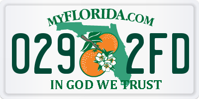FL license plate 0292FD