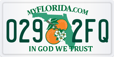FL license plate 0292FQ