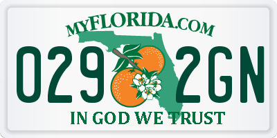 FL license plate 0292GN