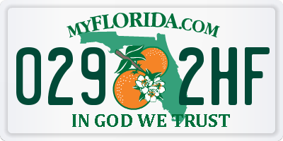 FL license plate 0292HF