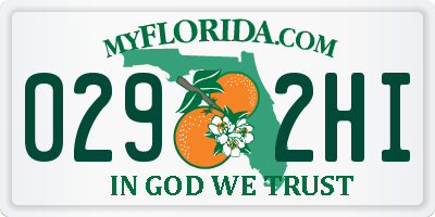 FL license plate 0292HI