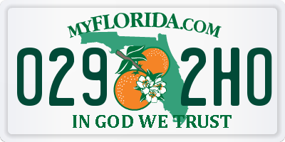 FL license plate 0292HO