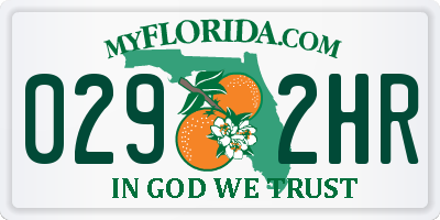 FL license plate 0292HR