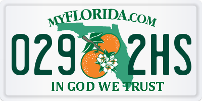 FL license plate 0292HS