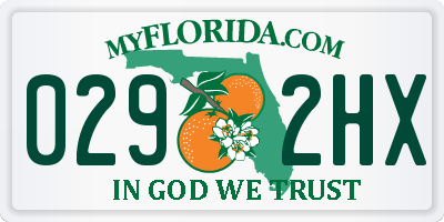 FL license plate 0292HX