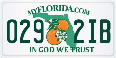 FL license plate 0292IB