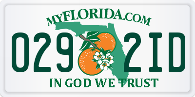 FL license plate 0292ID