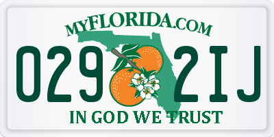 FL license plate 0292IJ