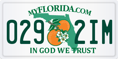 FL license plate 0292IM