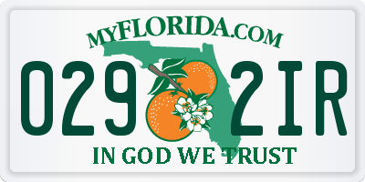 FL license plate 0292IR