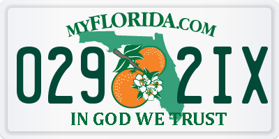 FL license plate 0292IX
