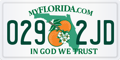 FL license plate 0292JD