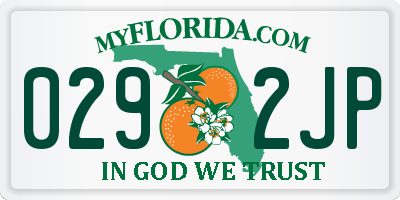 FL license plate 0292JP