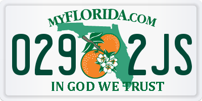 FL license plate 0292JS