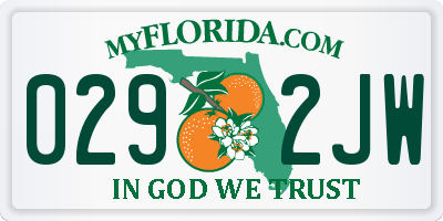 FL license plate 0292JW