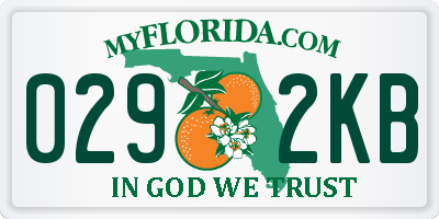 FL license plate 0292KB