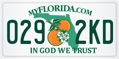 FL license plate 0292KD