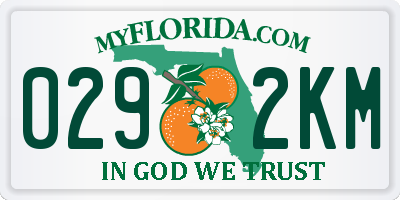 FL license plate 0292KM