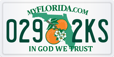 FL license plate 0292KS