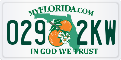 FL license plate 0292KW