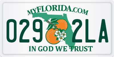 FL license plate 0292LA