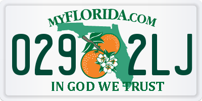 FL license plate 0292LJ
