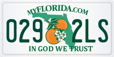 FL license plate 0292LS