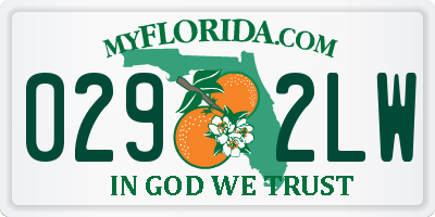 FL license plate 0292LW