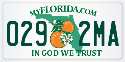 FL license plate 0292MA