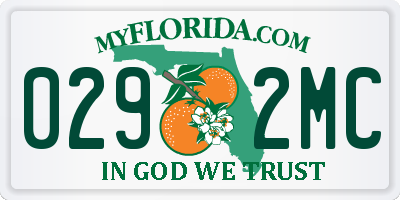 FL license plate 0292MC