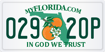FL license plate 0292OP