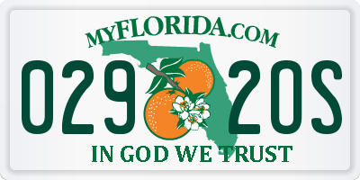 FL license plate 0292OS