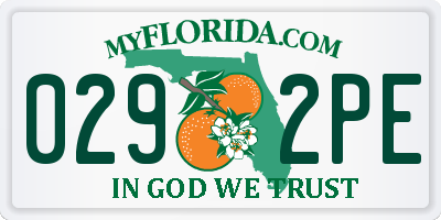 FL license plate 0292PE
