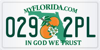FL license plate 0292PL