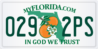 FL license plate 0292PS