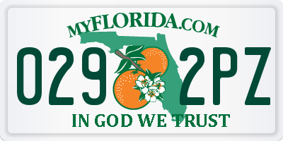 FL license plate 0292PZ