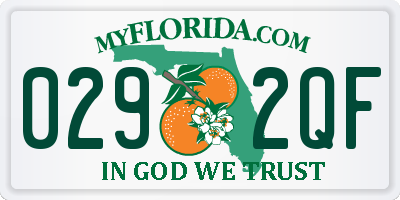 FL license plate 0292QF