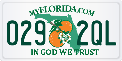 FL license plate 0292QL