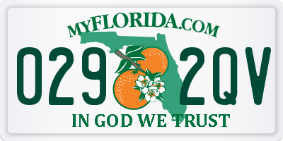 FL license plate 0292QV