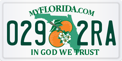 FL license plate 0292RA