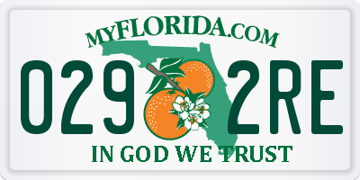 FL license plate 0292RE