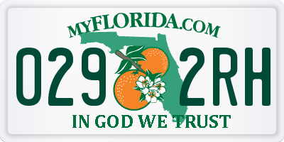 FL license plate 0292RH