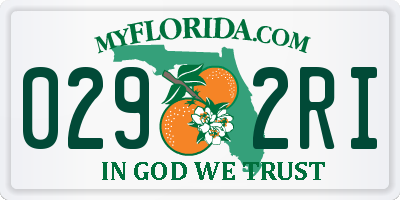 FL license plate 0292RI